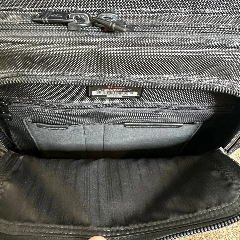 TUMI Alpha Black Ballistic Nylon Office Expandable Carry-On Roller Bag 26126DH